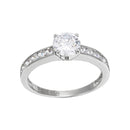 Bague "Brillant" Or Blanc 375/1000 Et Zirconium