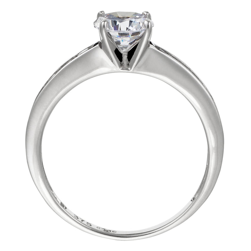 Bague "Brillant" Or Blanc 375/1000 Et Zirconium