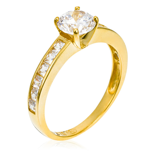 Anillo “Brillant” Oro amarillo 375/1000 y circonio