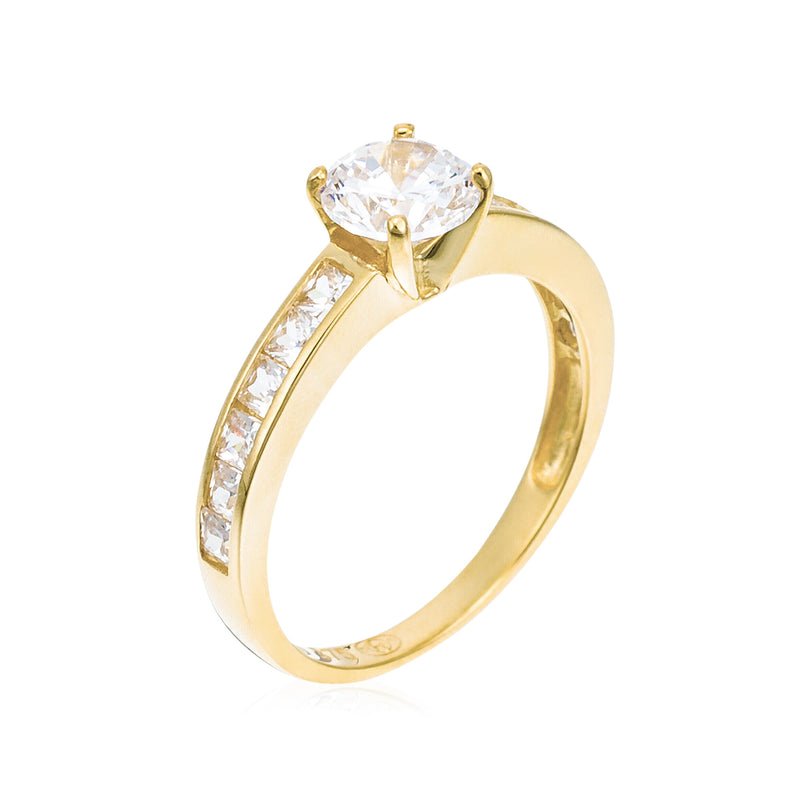 Bague "Brillant" Or Jaune 375/1000 Et Zirconium