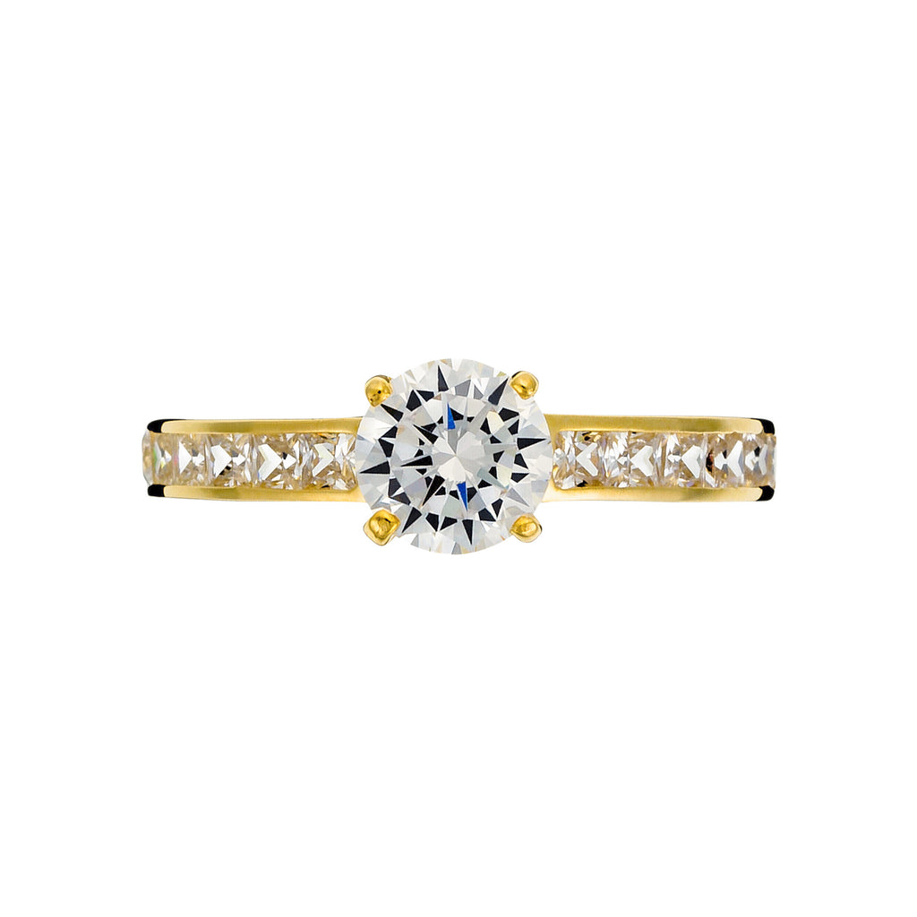 Anillo “Brillant” Oro amarillo 375/1000 y circonio