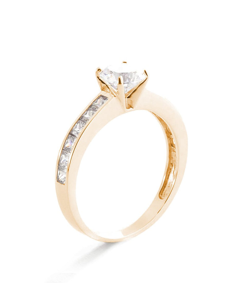 Bague "Brillant" Or Jaune 375/1000 Et Zirconium