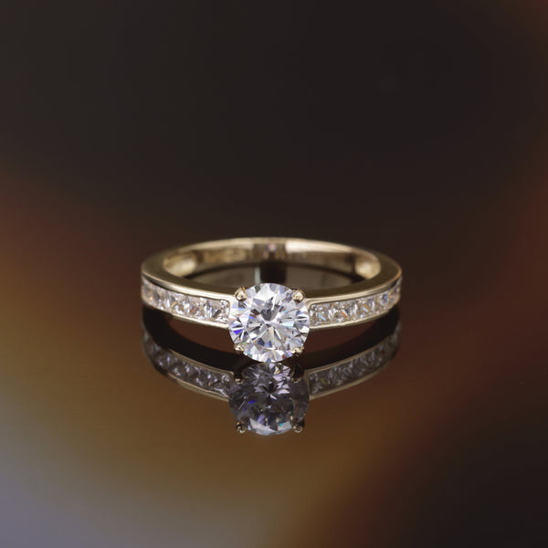 Bague "Brillant" Or Jaune 375/1000 Et Zirconium