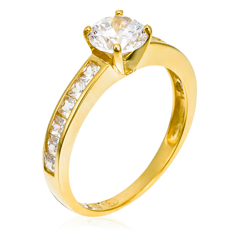 Bague "Brillant" Or Jaune 375/1000 Et Zirconium
