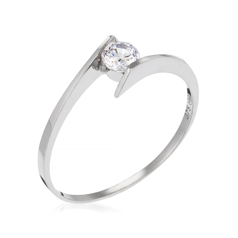 Bague "Joliesse" Or Blanc 375/1000 Et Zirconium