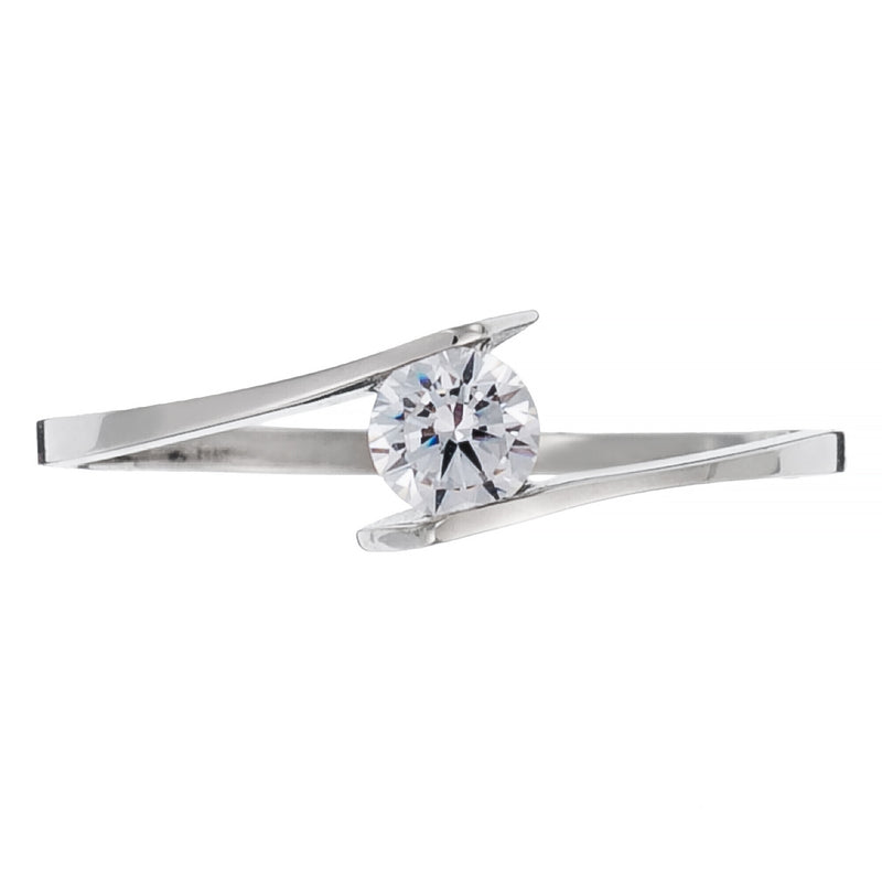 Bague "Joliesse" Or Blanc 375/1000 Et Zirconium