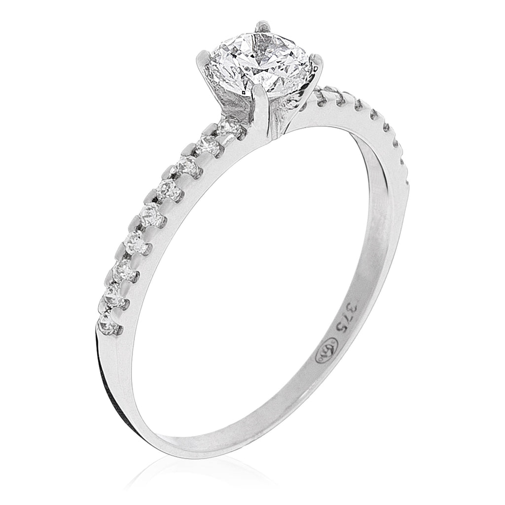 Bague "Destinée" Or Blanc 375/1000 Et Zirconium