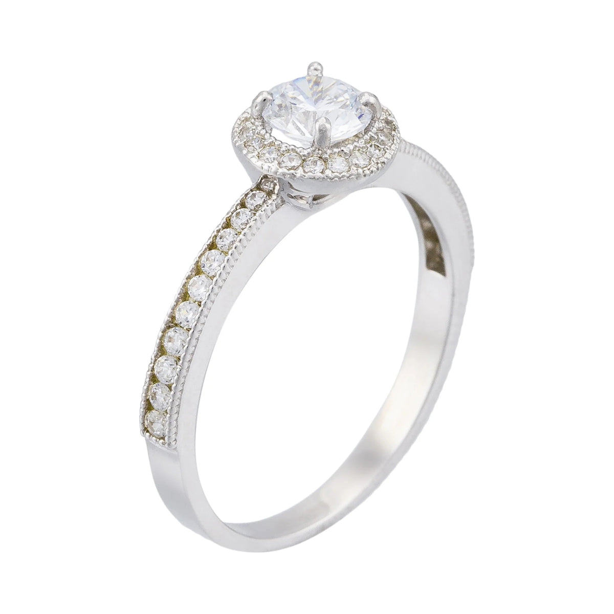 Bague "Harmonie" Or Blanc 375/1000 Et Zirconium