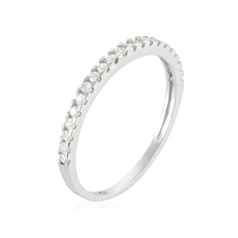 Bague "Délicatesse" Or Blanc 375/1000 Et Zirconium