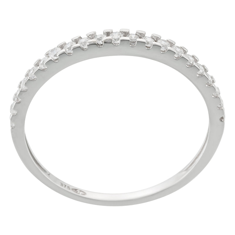 Bague "Délicatesse" Or Blanc 375/1000 Et Zirconium