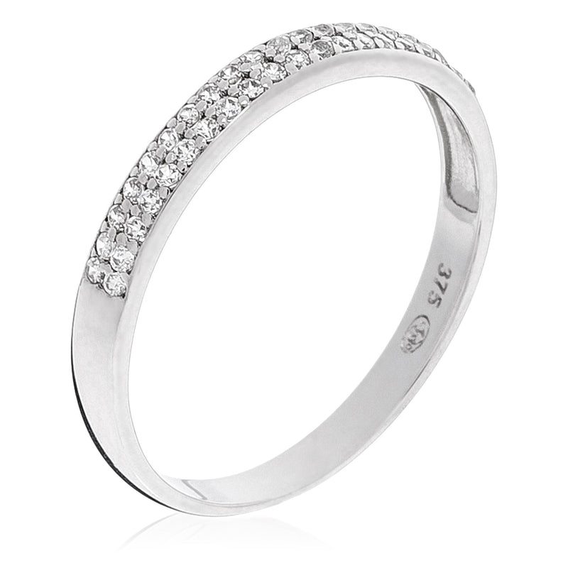 Bague "Justesse" Or Blanc 375/1000 Et Zirconium
