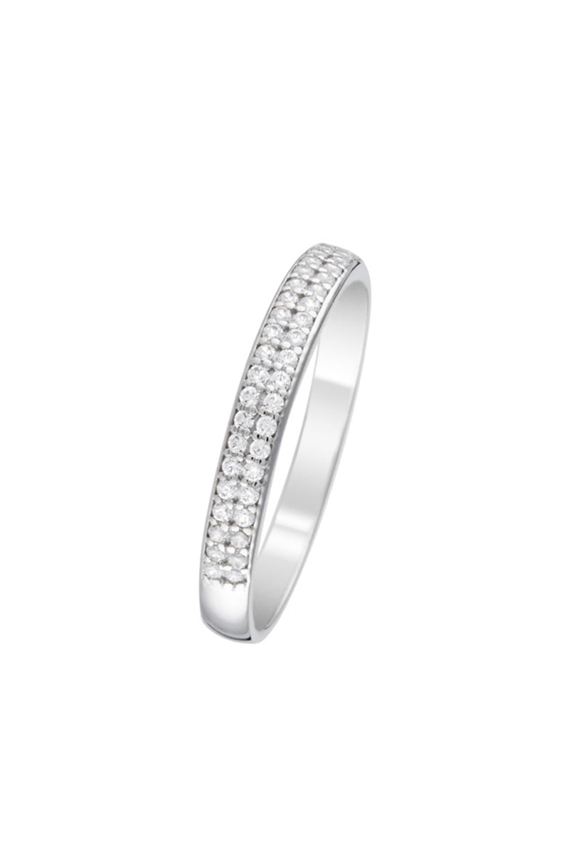 Bague "Justesse" Or Blanc 375/1000 Et Zirconium