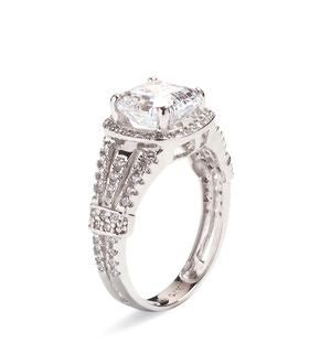 Bague "Magnifique" Or Blanc 375/1000 Et Zirconium