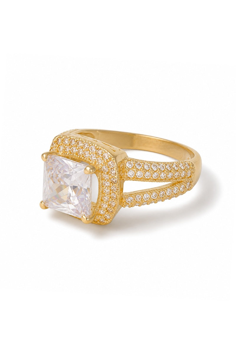 Bague "Carré D'Amour" Or Jaune 375/1000 Et Zirconium