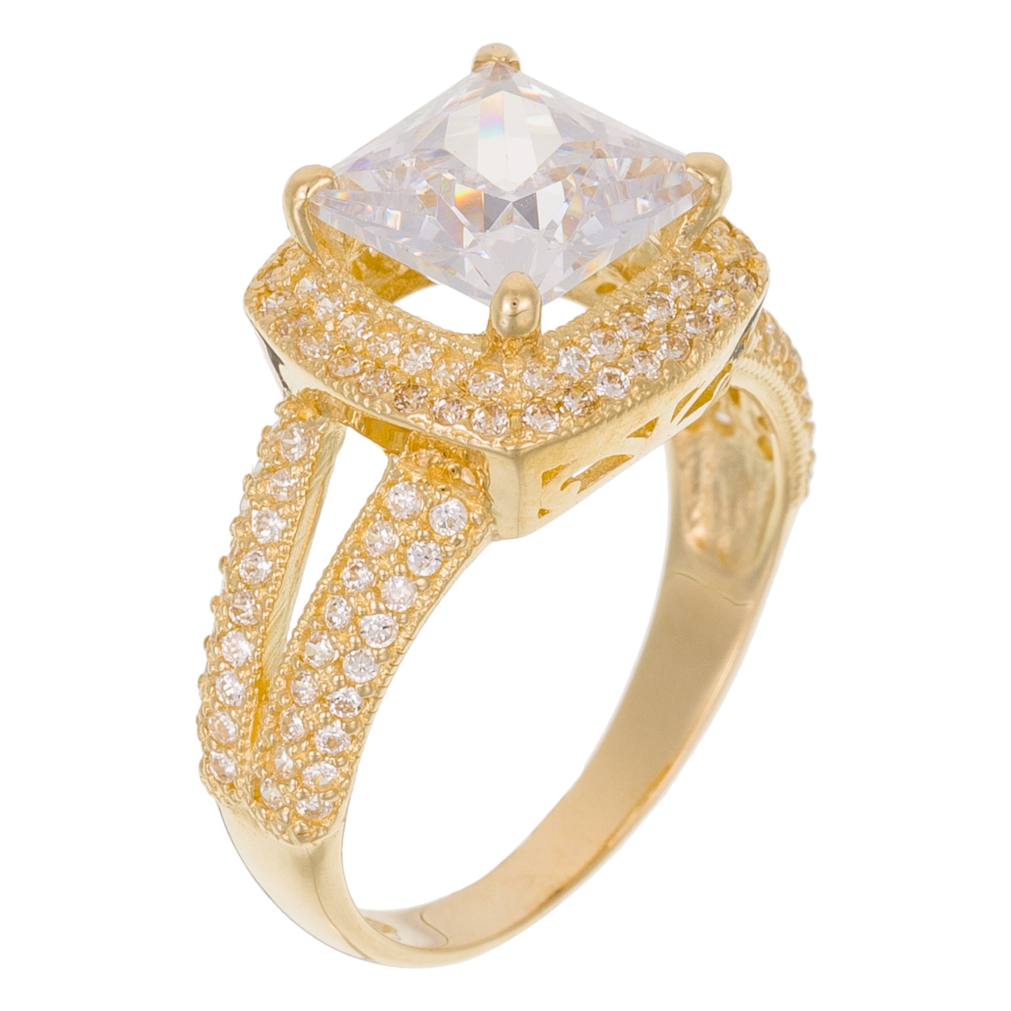 Bague "Carré D'Amour" Or Jaune 375/1000 et Zirconium