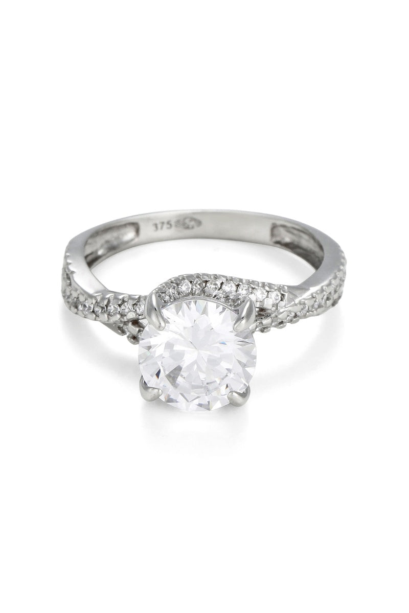 Bague "Tourbillon" Or Blanc 375/1000 Et Zirconium
