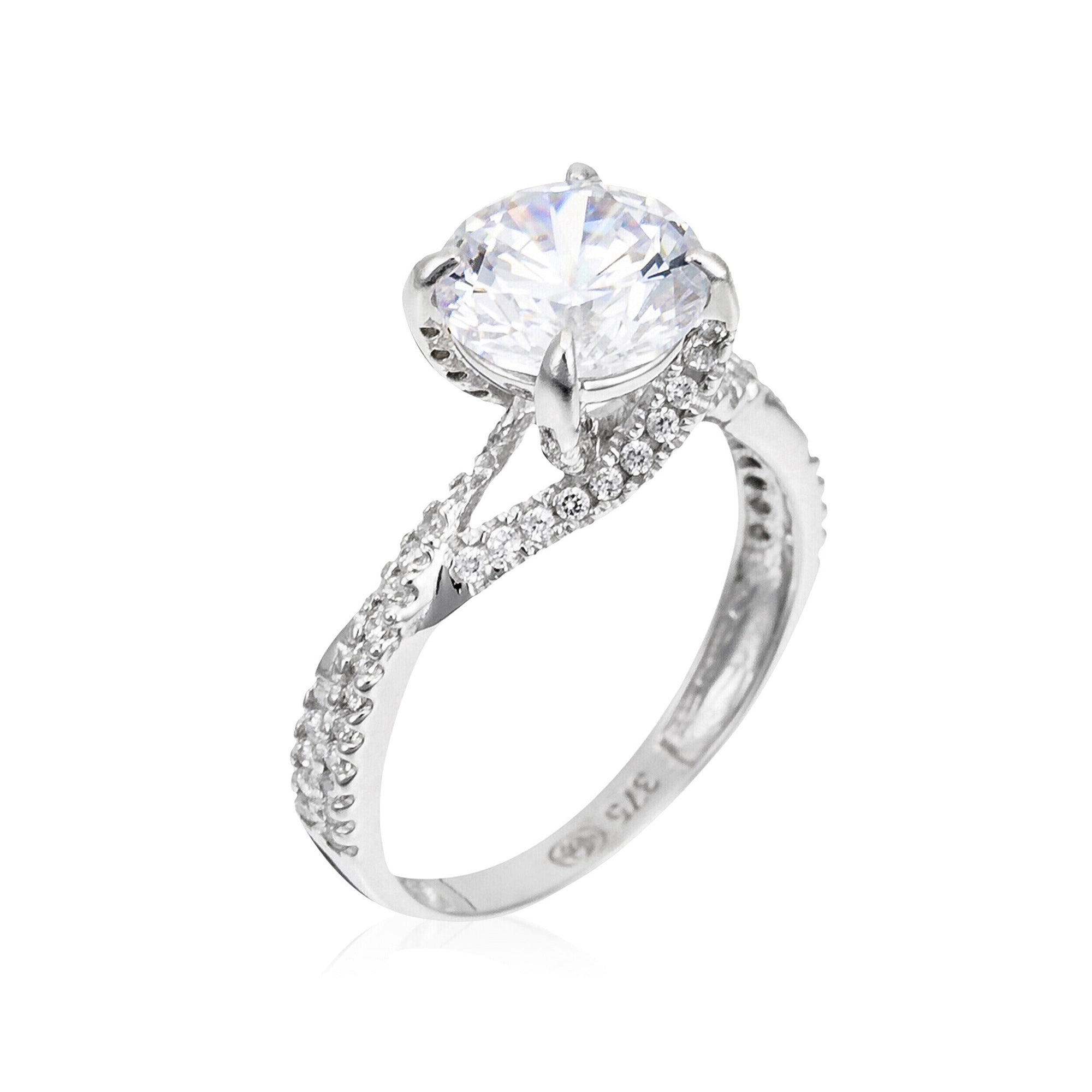 Bague "Tourbillon" Or Blanc 375/1000 Et Zirconium