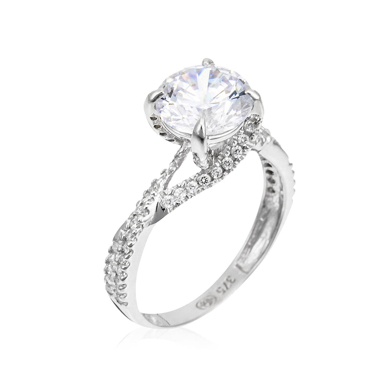 Bague "Tourbillon" Or Blanc 375/1000 Et Zirconium