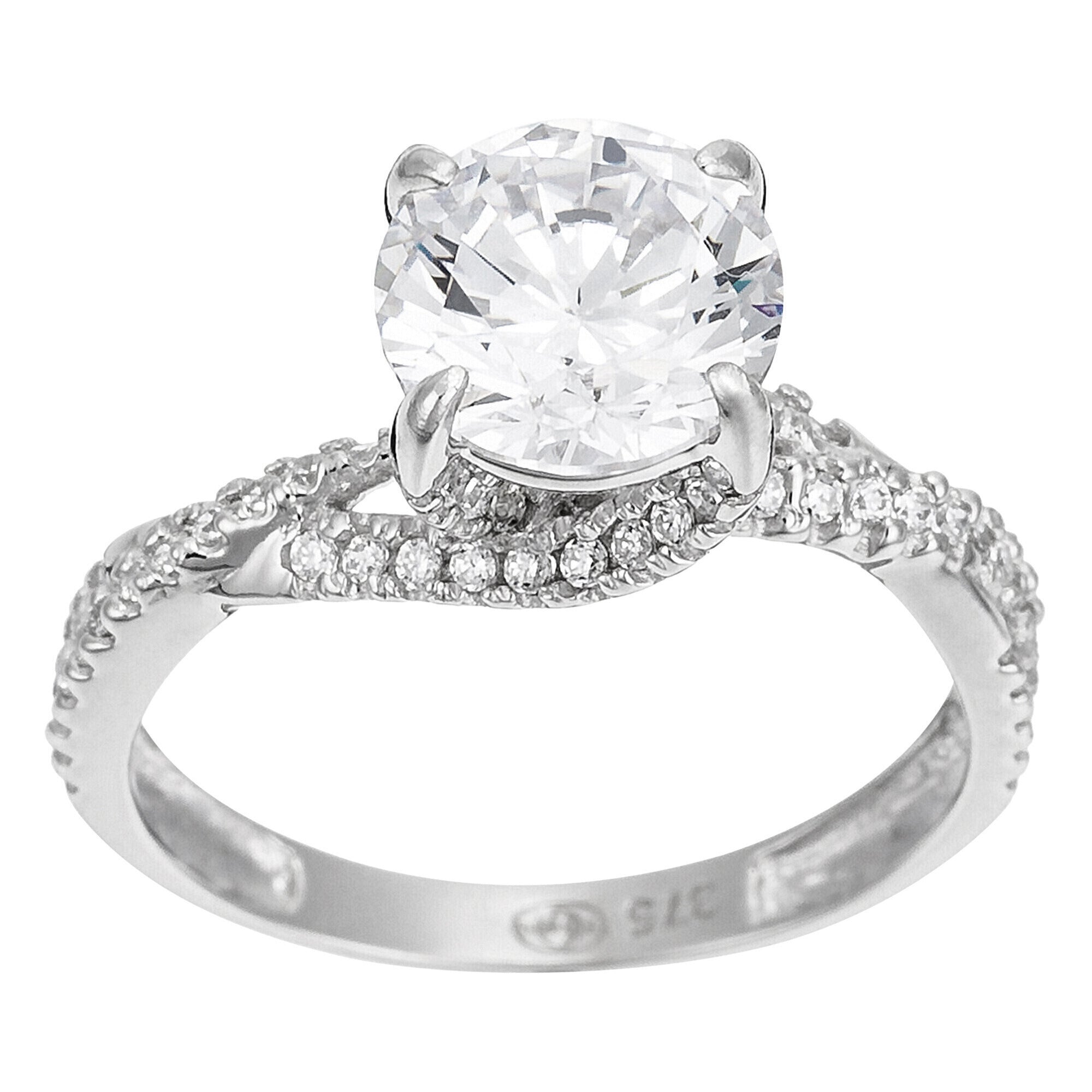 Bague "Tourbillon" Or Blanc 375/1000 Et Zirconium