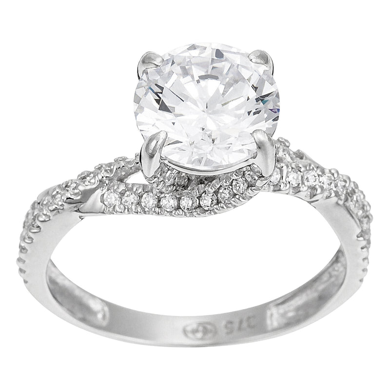 Bague "Tourbillon" Or Blanc 375/1000 Et Zirconium