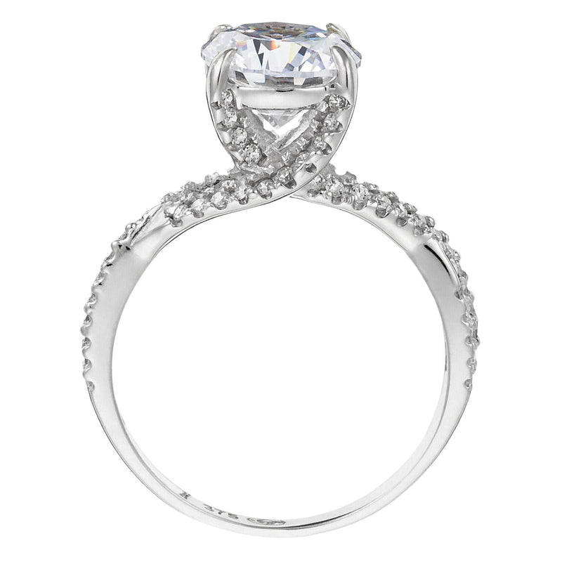 Bague "Tourbillon" Or Blanc 375/1000 Et Zirconium