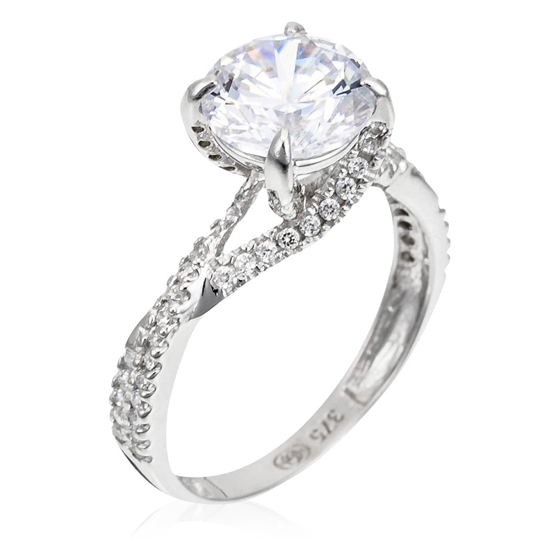 Bague "Tourbillon" Or Blanc 375/1000 Et Zirconium