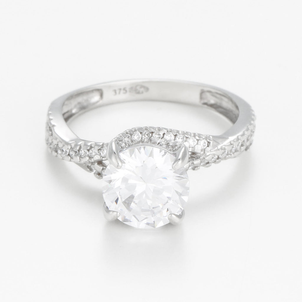 Bague "Tourbillon" Or Blanc 375/1000 Et Zirconium