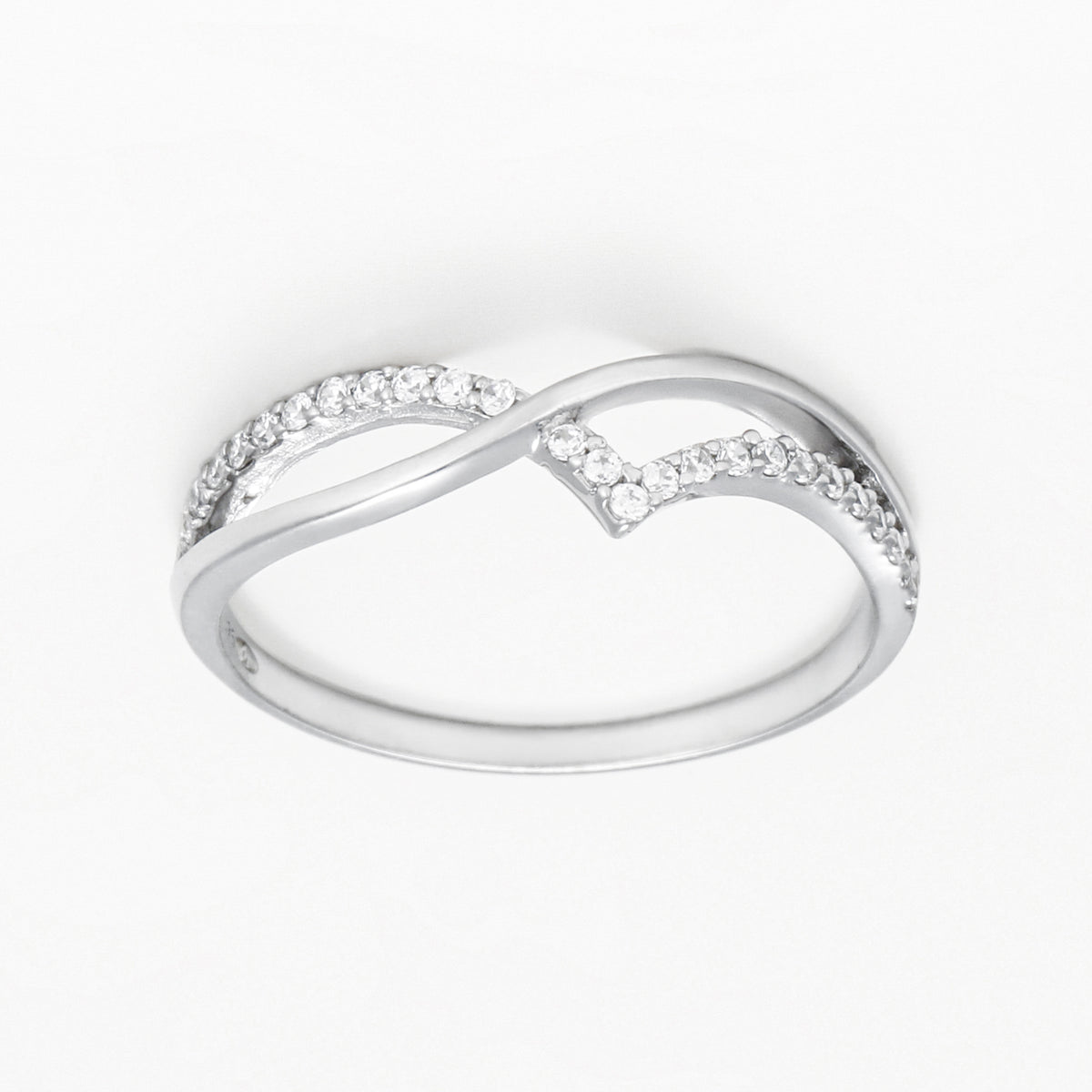 Bague "Envol" Or Blanc 375/1000 Et Zirconium