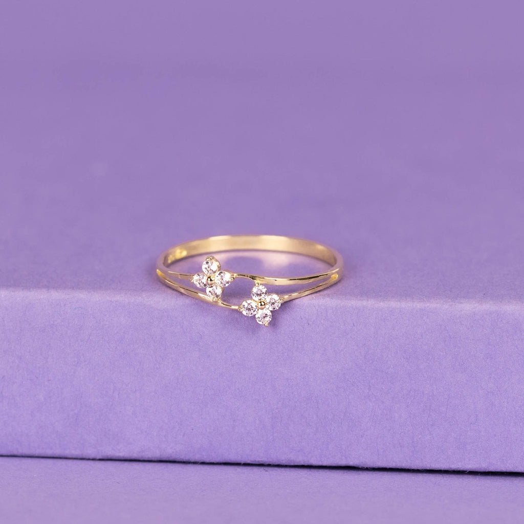 "Rencontre Florale" Ring - 375/1000 Yellow Gold