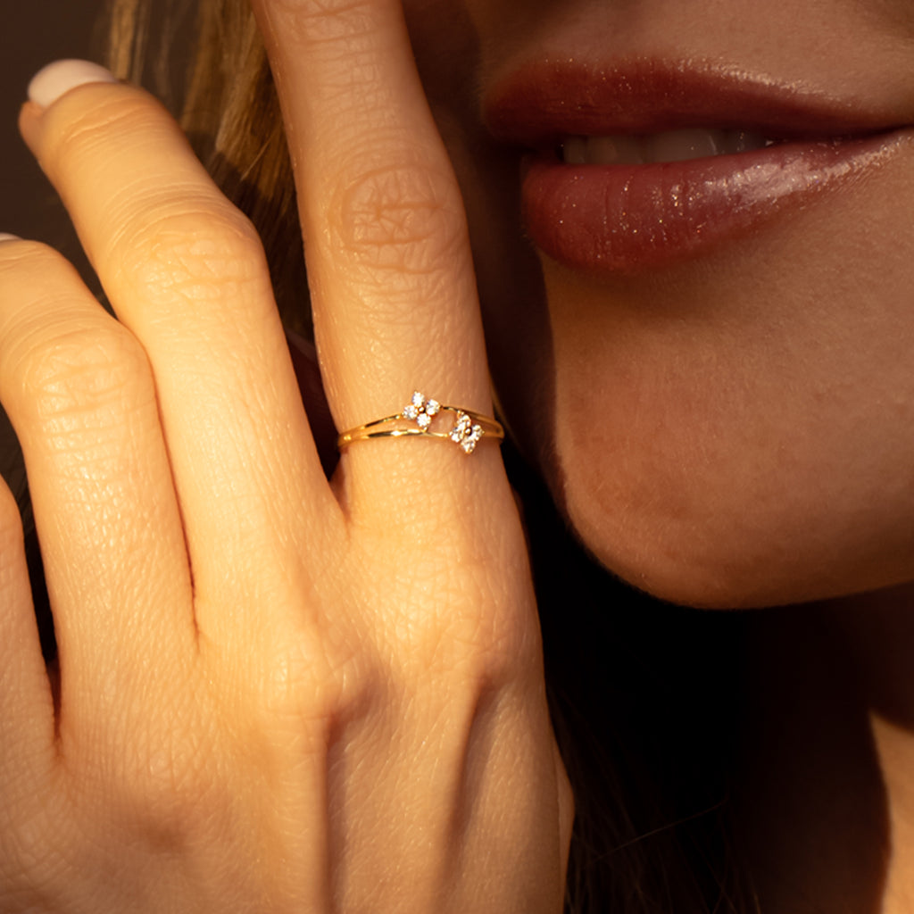 Bague "Rencontre Florale" Or Jaune 375/1000