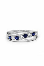 Ring "Océanos" 375/1000 witgoud en saffier/zirkonia