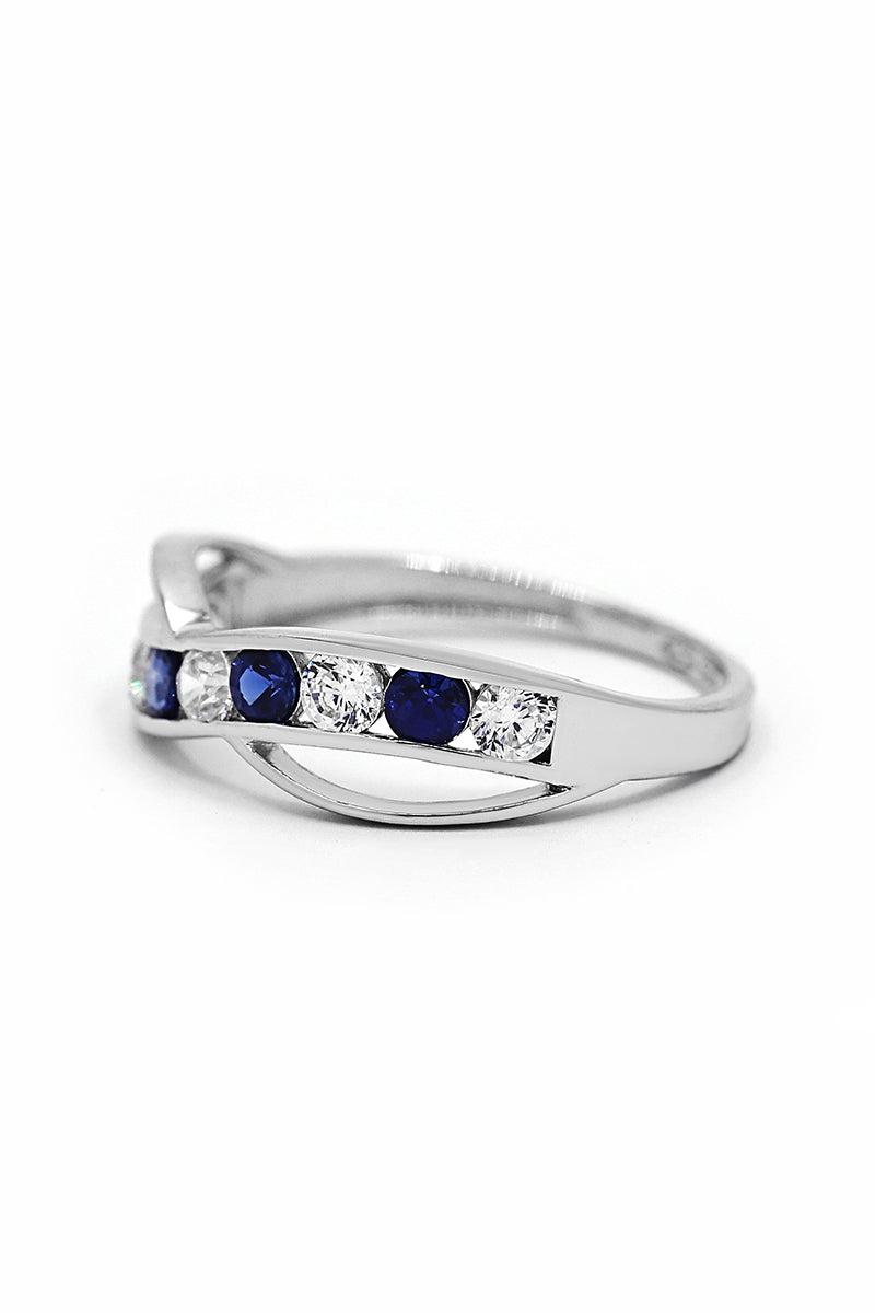 Ring "Océanos" 375/1000 witgoud en saffier/zirkonia