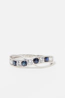 Bague "Océanos" Or Blanc 375/1000 Et Saphir/Zirconium