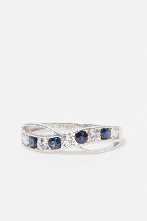 Bague "Océanos" Or Blanc 375/1000 Et Saphir/Zirconium