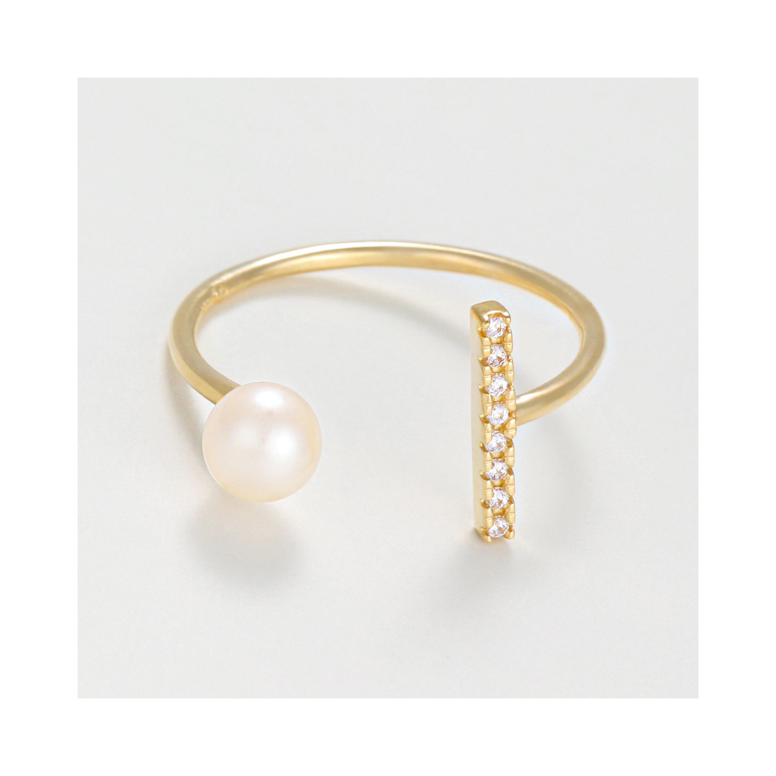 Bague "Kalaya"Or Jaune  375/1000 Et Perles Blanche