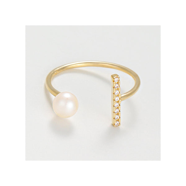 Bague "Kalaya"Or Jaune  375/1000 Et Perles Blanche