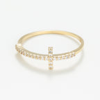Bague "Croix Vérité "Or Jaune 375/1000 Et Zirconium