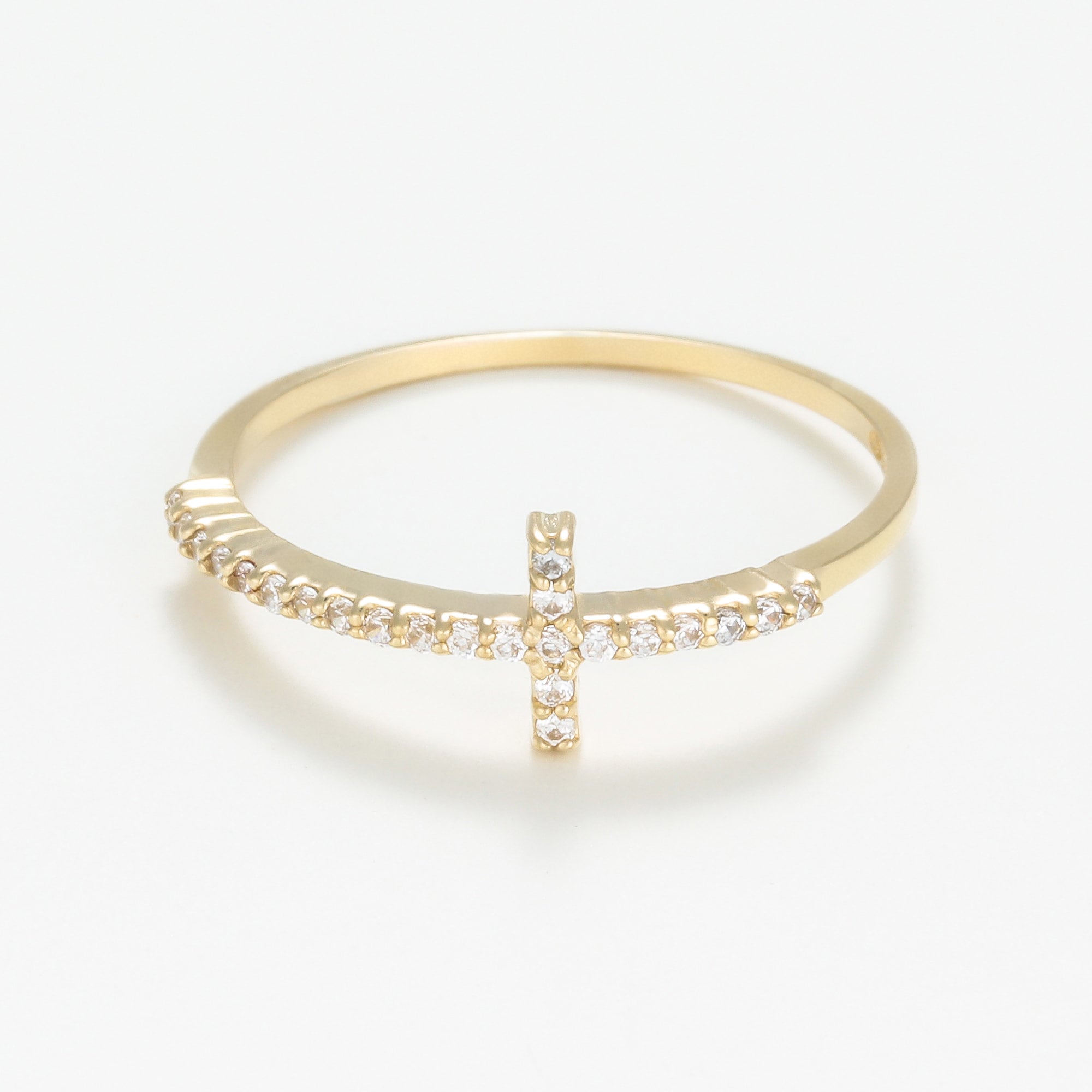 Bague "Croix Vérité "Or Jaune 375/1000 Et Zirconium
