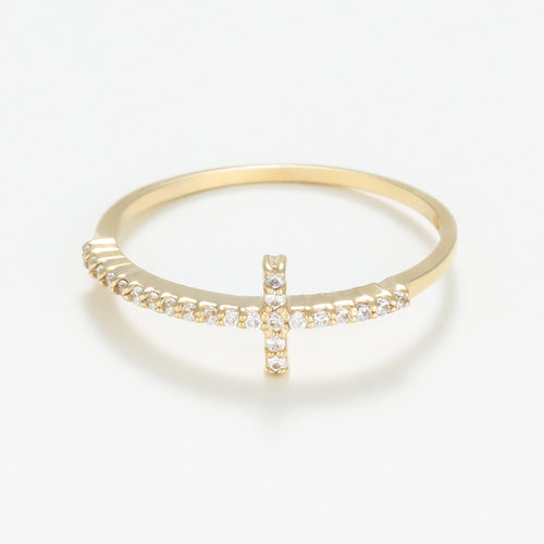 Anillo “Cruz de la Verdad” Oro amarillo 375/1000 y Circonio