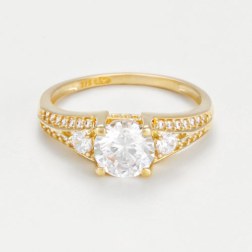 Bague "Aleena" Or Jaune 375/1000 Et Zirconium