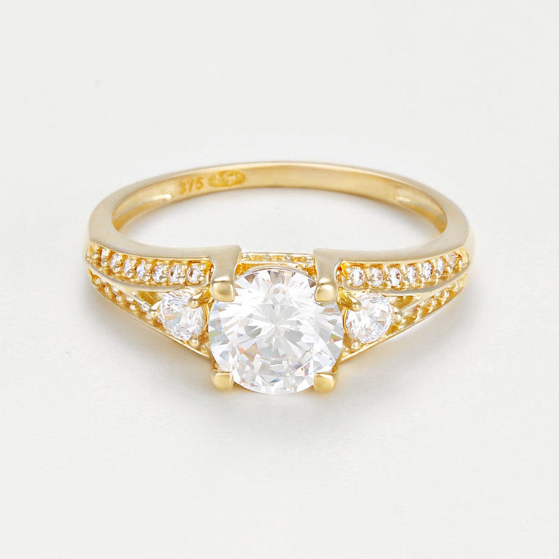 Bague "Aleena" Or Jaune 375/1000 Et Zirconium