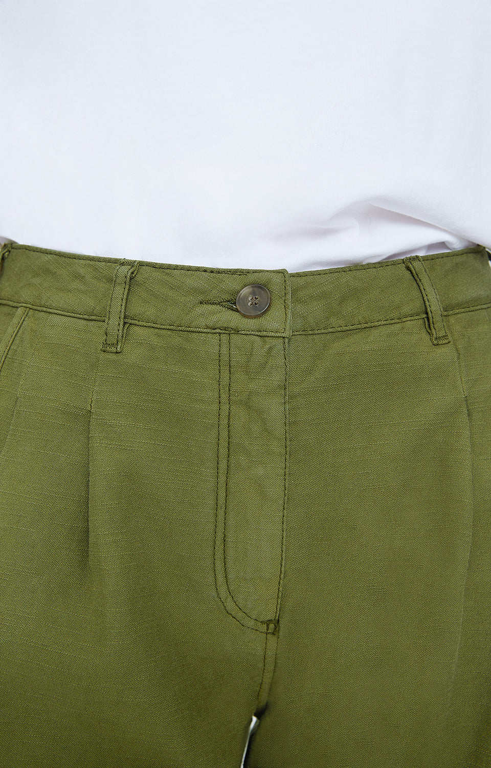 Wide-Leg Trousers - Khaki - Women