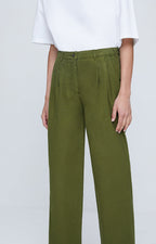 Wide-Leg Trousers - Khaki - Women