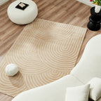Modern living room rug with modern and contemporary arched patterns in beige: BIA157BEI BIANCA