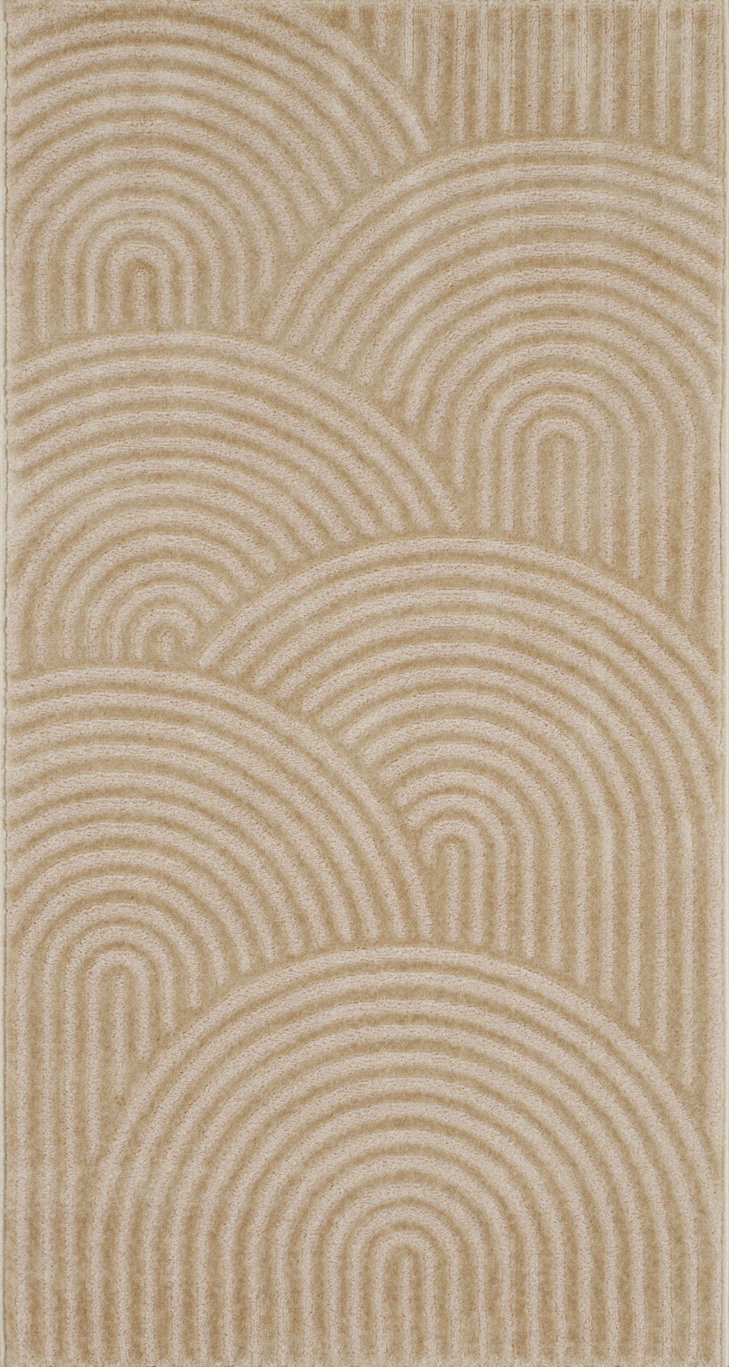 Modern living room rug with modern and contemporary arched patterns in beige: BIA157BEI BIANCA