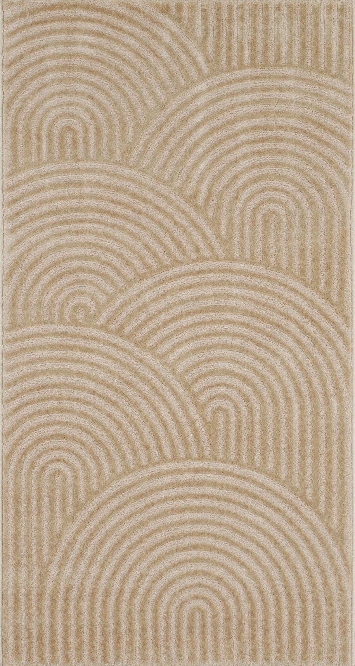 Modern living room rug with modern and contemporary arched patterns in beige: BIA157BEI BIANCA