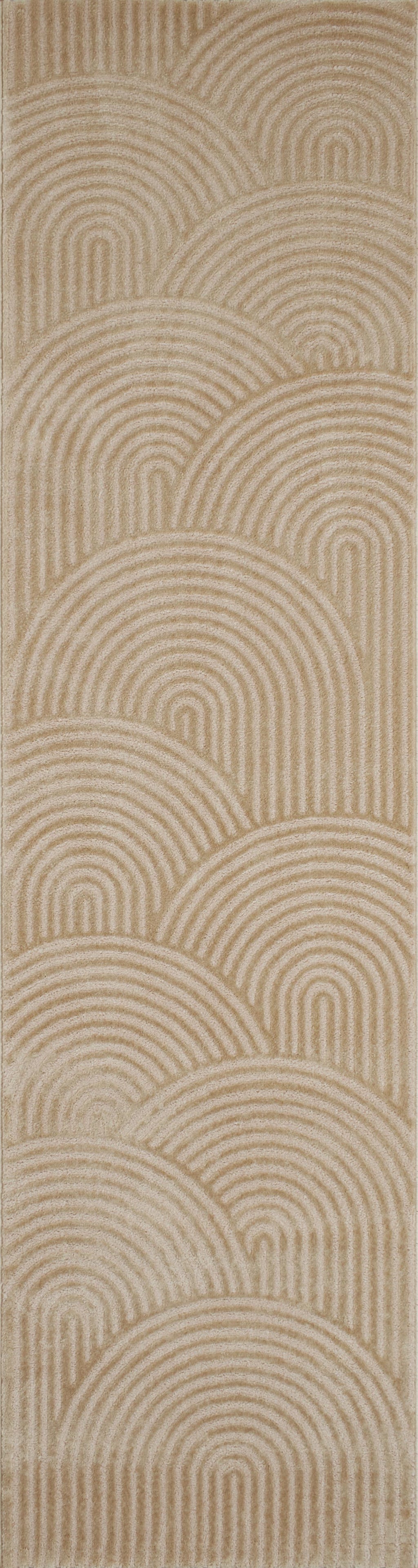 Modern living room rug with modern and contemporary arched patterns in beige: BIA157BEI BIANCA