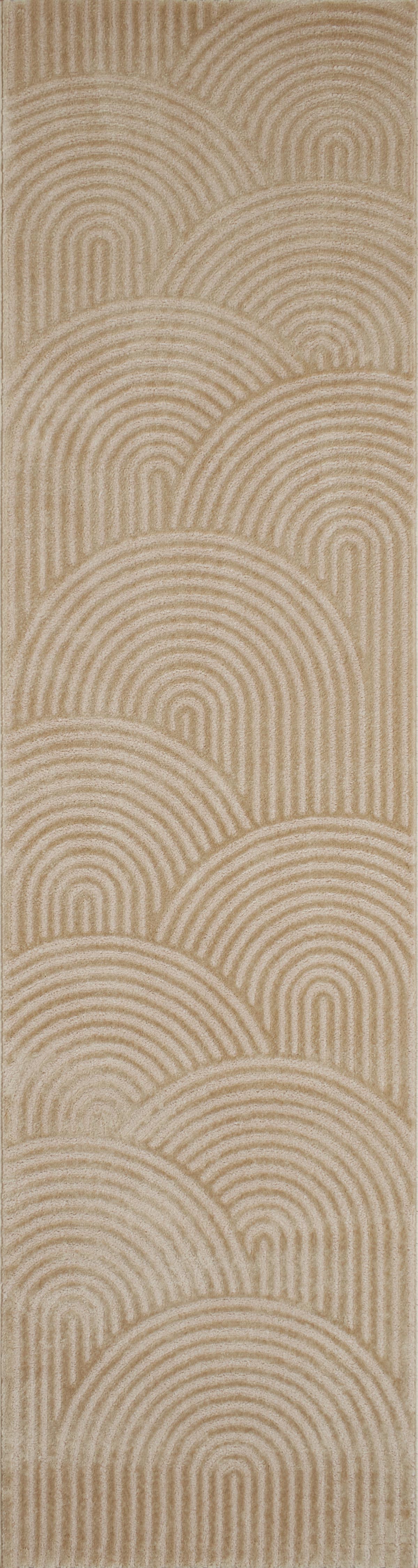 Modern living room rug with modern and contemporary arched patterns in beige: BIA157BEI BIANCA