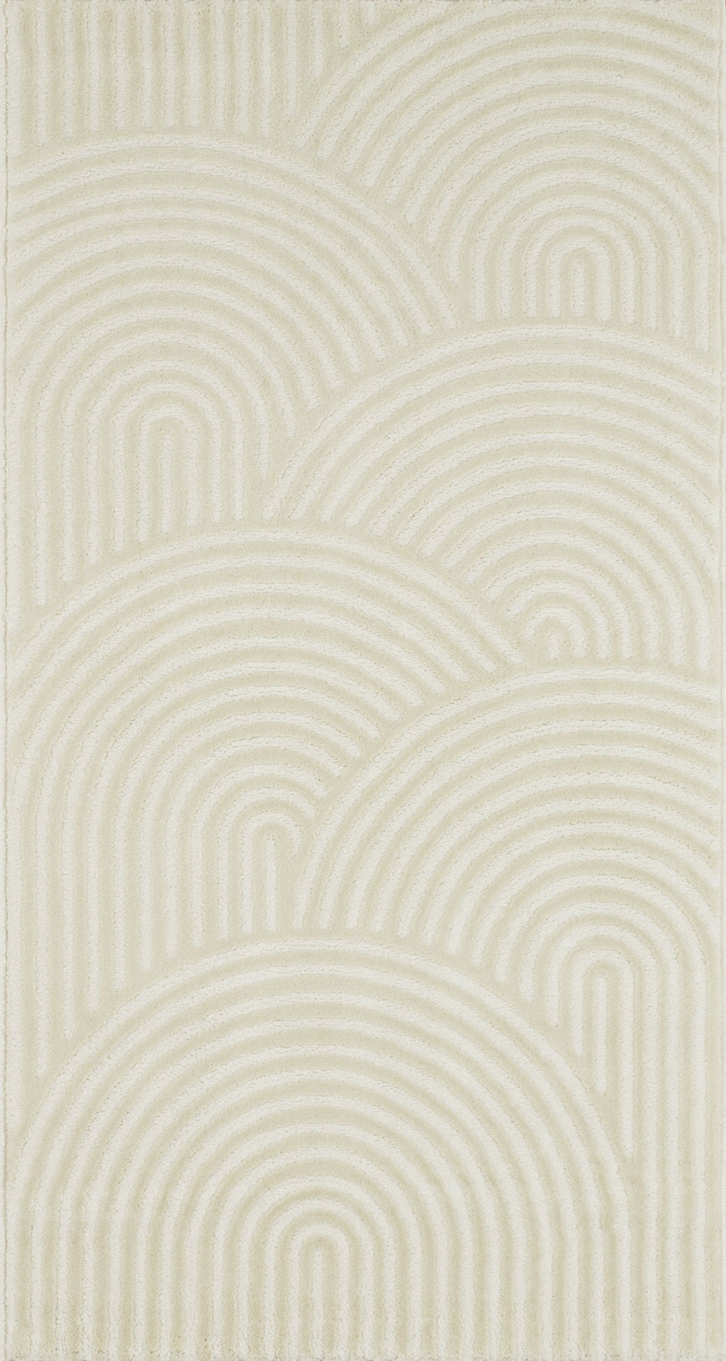 Cream rainbow rug with embossed long pile: BIA157CRE BIANCA