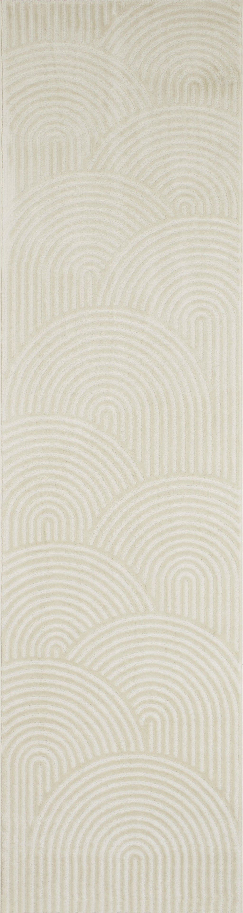 Cream rainbow rug with embossed long pile: BIA157CRE BIANCA
